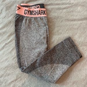 Gymshark cropped leggings small charcoal gray with pink band